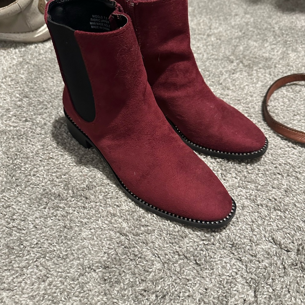 bebe Rich Burgundy Ankle Booties